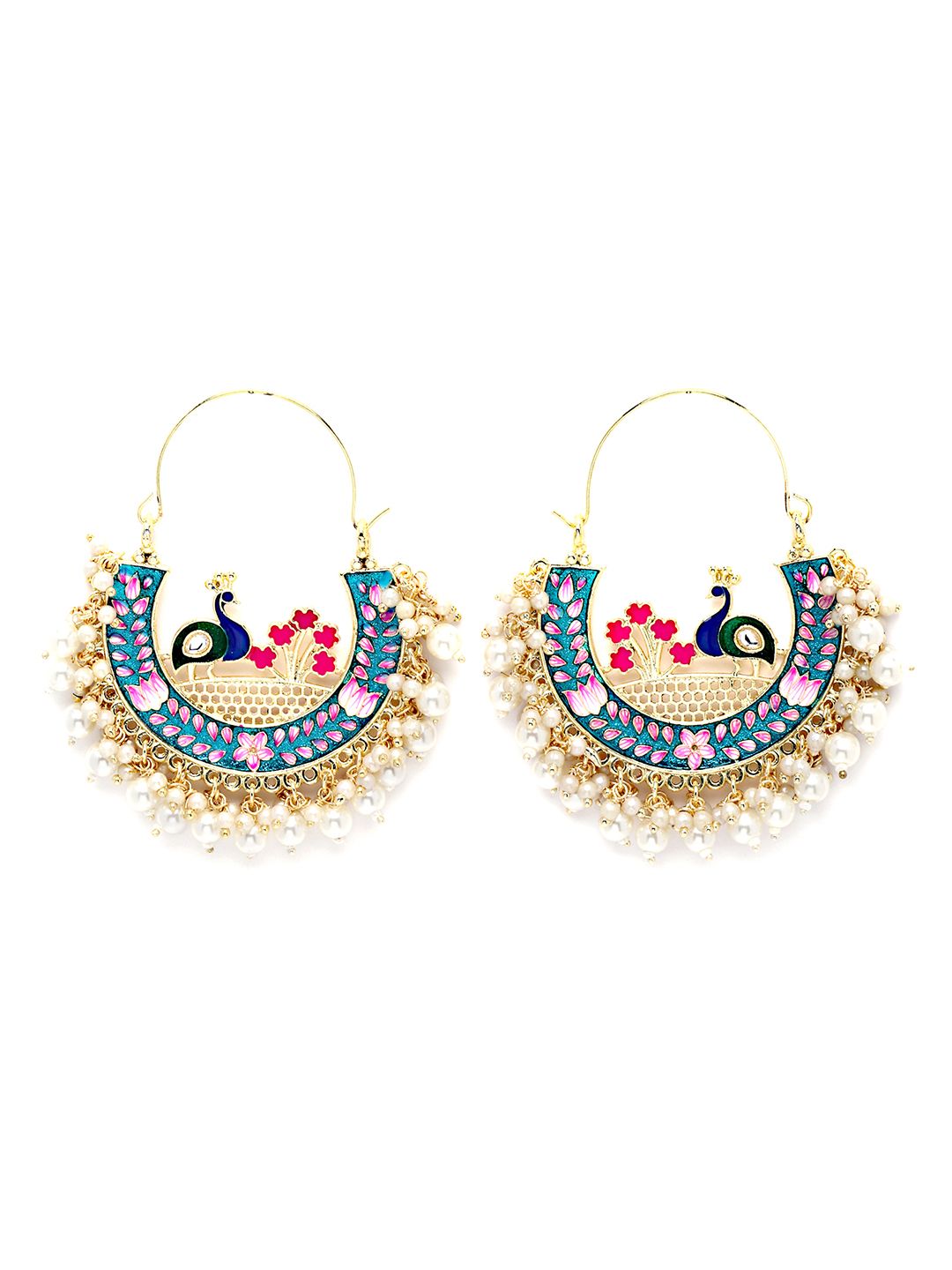 KARATCART Gold Plated & Blue Contemporary Chandbalis Earrings