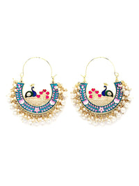 KARATCART Gold Plated & Blue Contemporary Chandbalis Earrings
