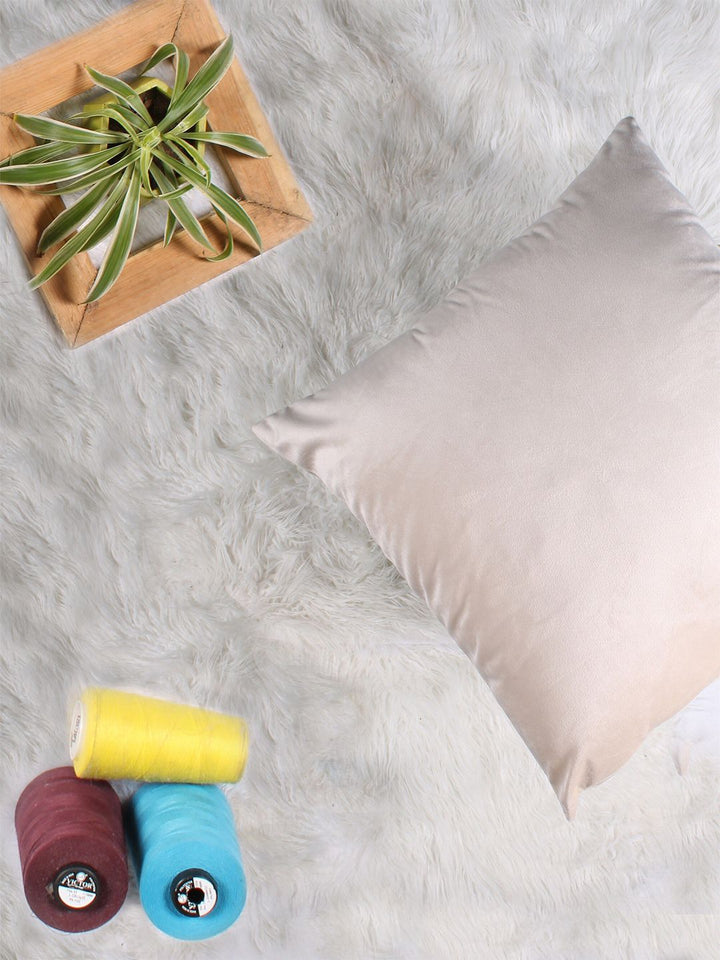 STITCHNEST Beige 5 Pieces Velvet Square Cushion Covers