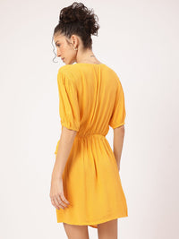 DressBerry Modern Muse Puff Sleeves Wrap Mini Dress