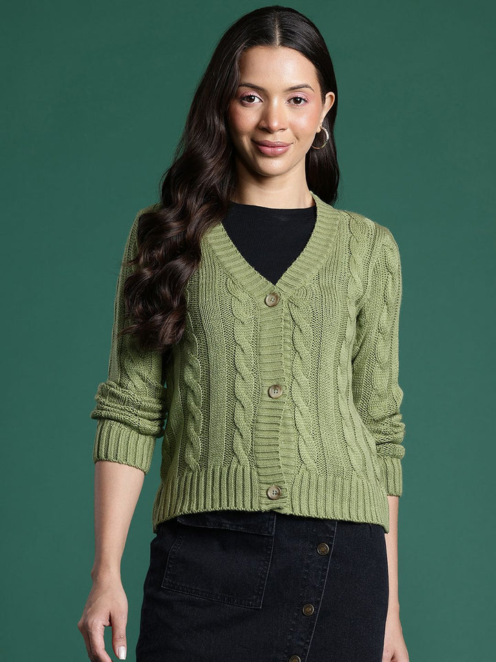 DressBerry Women Cable Knit Cardigan