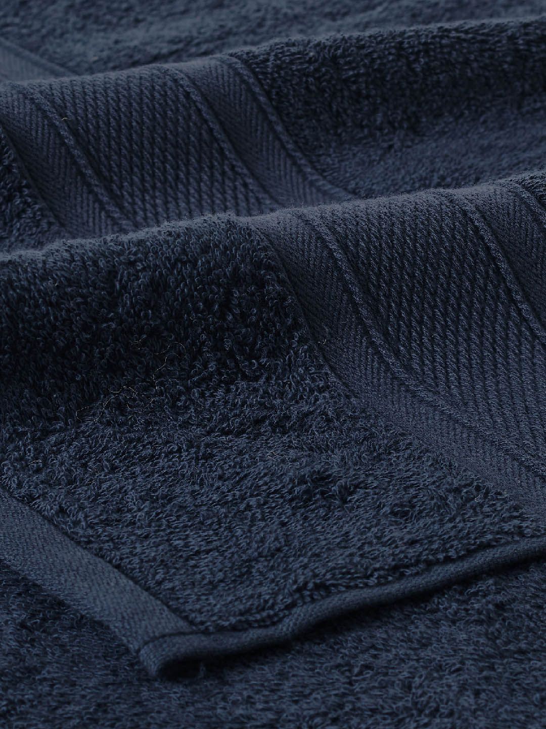 MYTRIDENT Set Of 6 Navy Blue Solid 500 GSM Soft  Plush Pure Cotton Towels