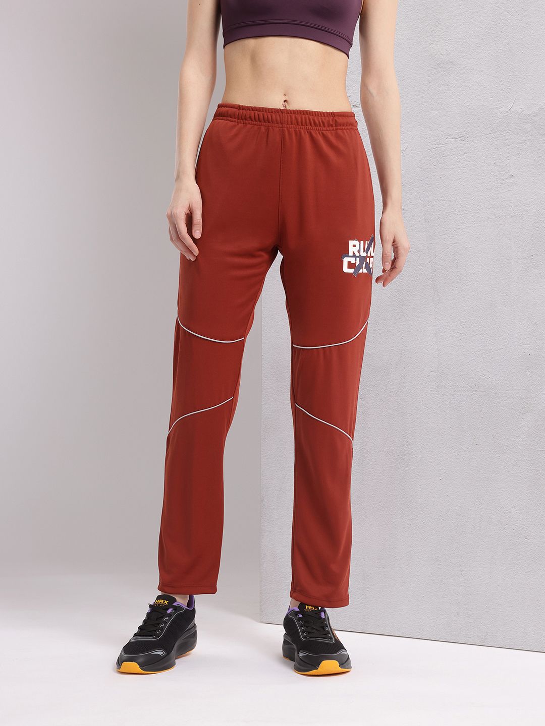 HRX by Hrithik Roshan Women Typography Printed Rapid-Dry Running Track Pants