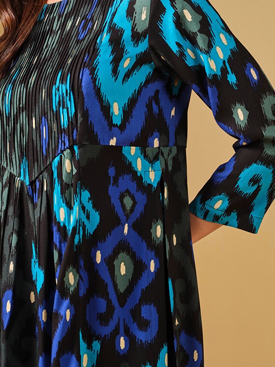 Global Desi Ethnic Motifs Printed Pleated A-Line Kurta