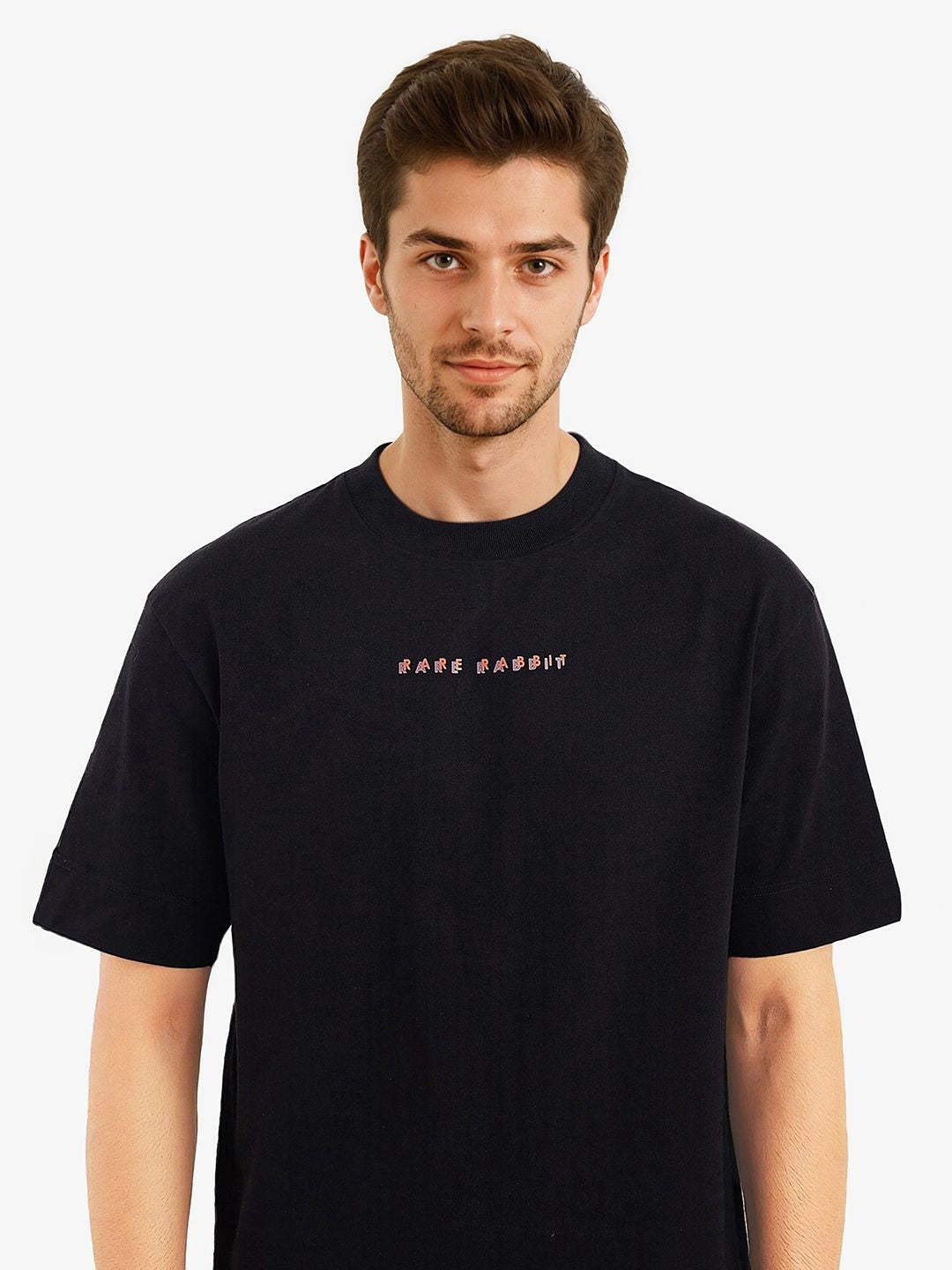RARE RABBIT Men Graphic Printed Round Neck Cotton Oversized T-Shirt