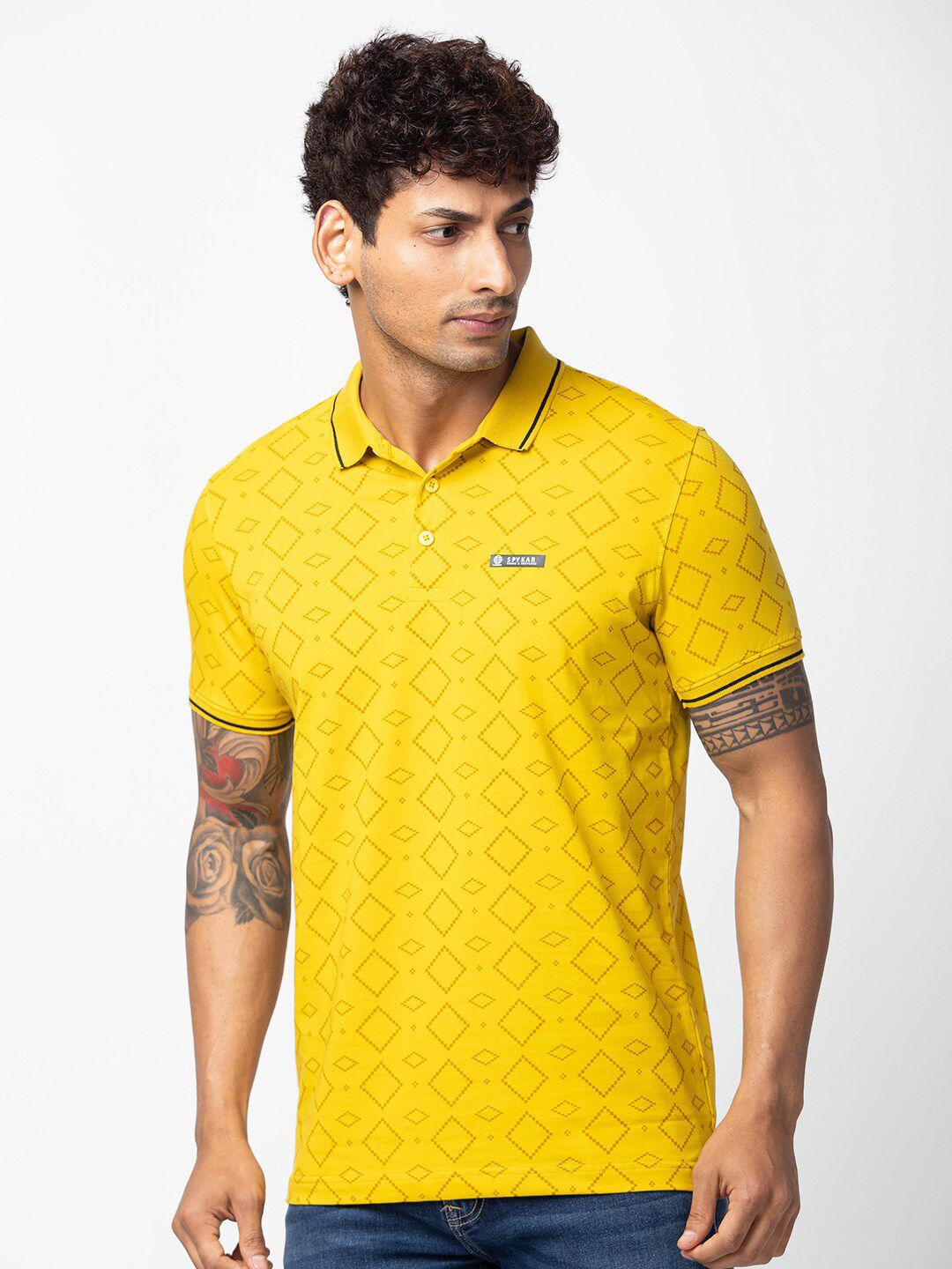 SPYKAR Men Printed Polo Collar Slim Fit T-shirt