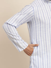 Anug by SOJANYA Men Blue Striped Kurta