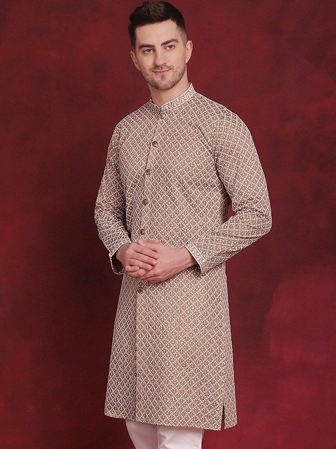 Jompers Geometric Embroidered Sequinned Straight Kurta