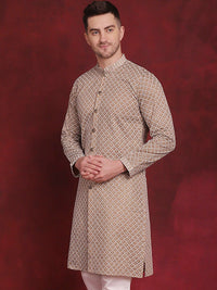 Jompers Geometric Embroidered Sequinned Straight Kurta