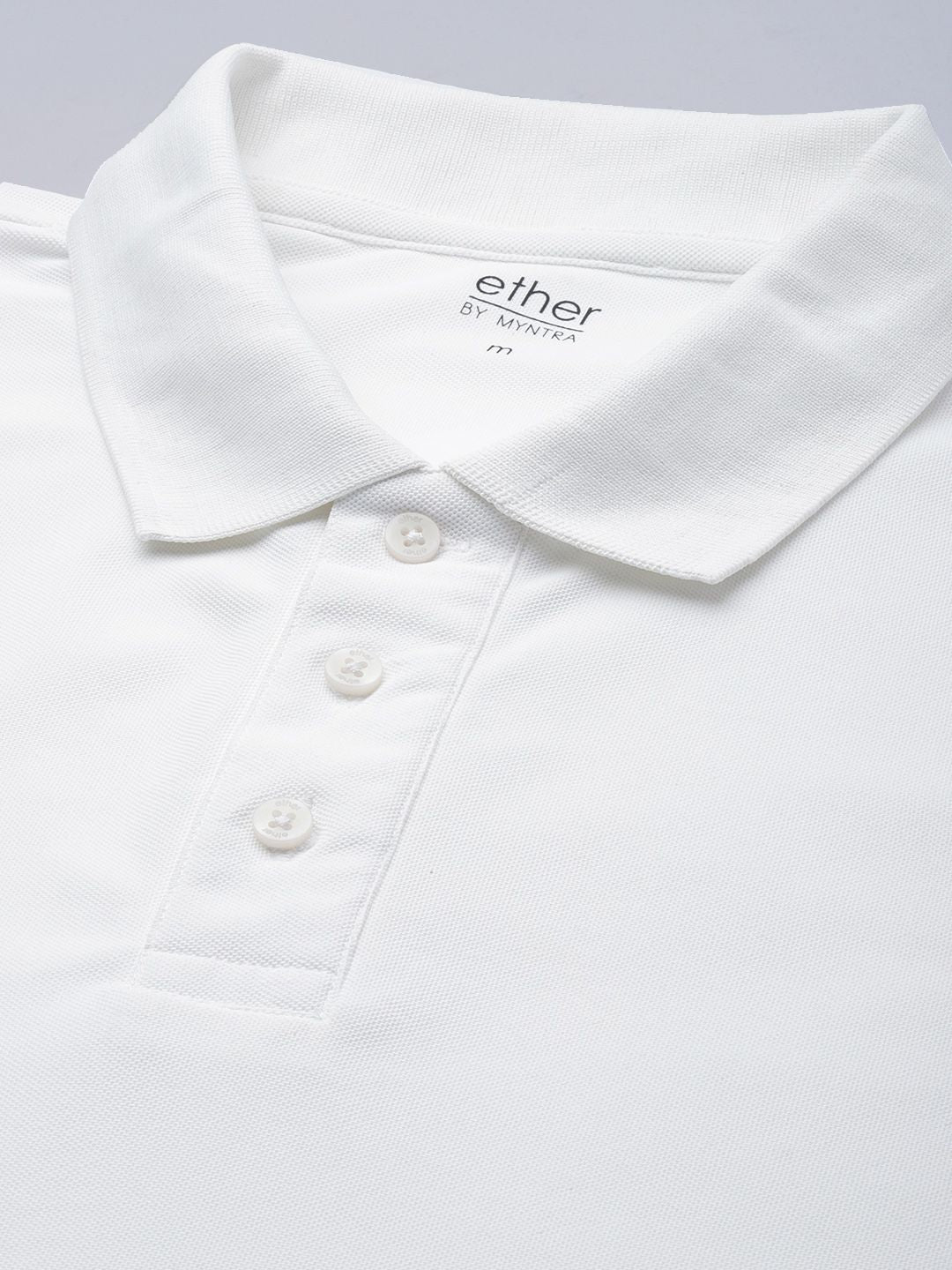 ether Men White Solid Moisture-Wicking Antimicrobial Polo