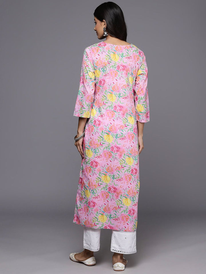 Varanga Floral Printed Mirror Work Pure Cotton Kurta