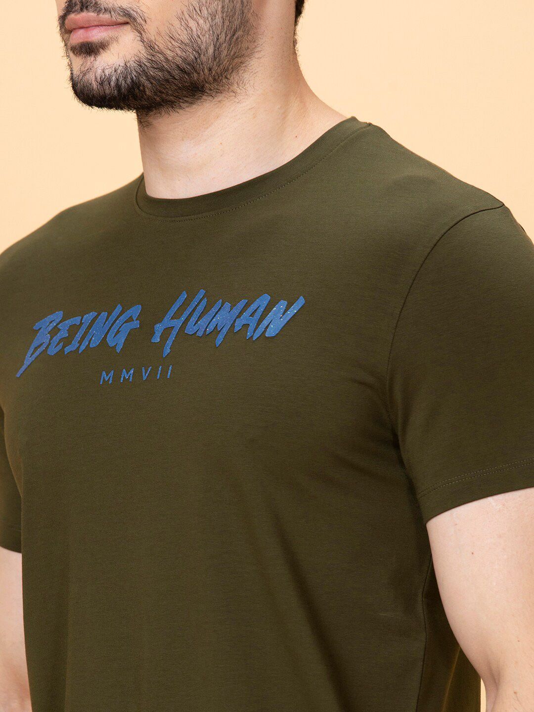 Being Human Typography Printed Round Neck Short Sleeves Cotton Regular Fit T-shirt