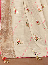 Saree mall Floral Embroidered Sequin Embellished Zari Saree