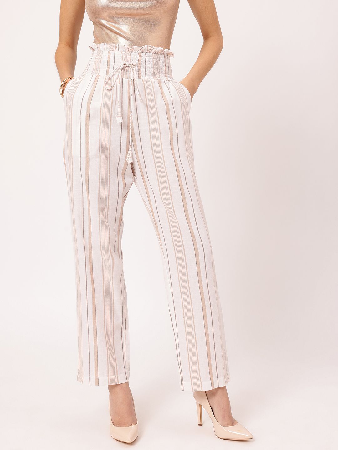 DressBerry Women Timeless Threads Striped Trousers