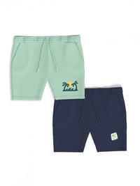 Nauti Nati Boys Pack of 2 Cotton Graphic Print and Badged Shorts