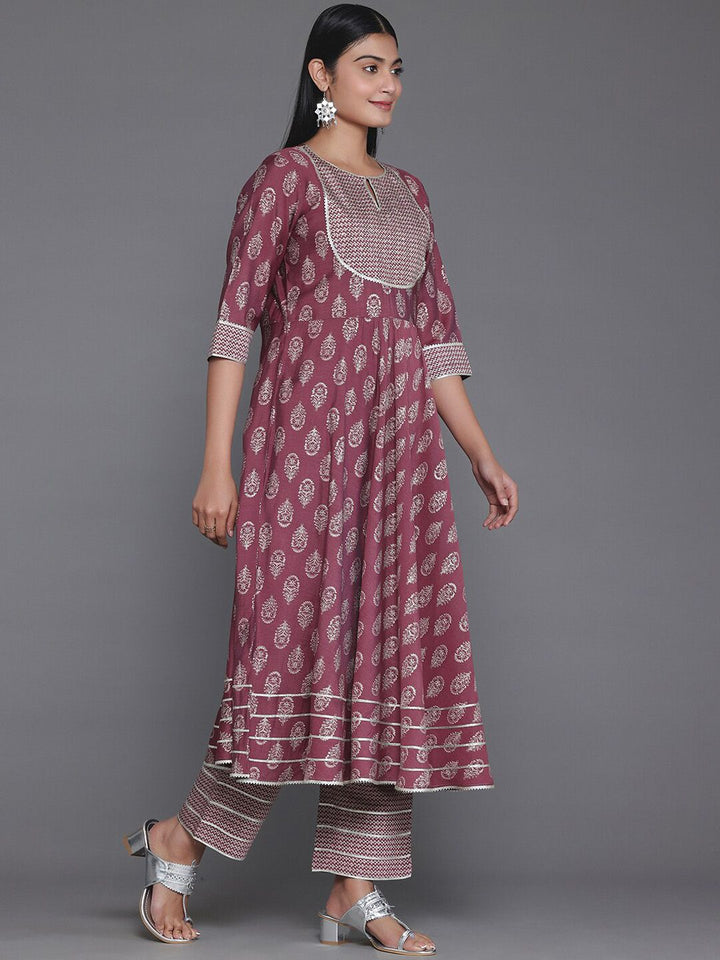 Libas Floral Printed Empire Gotta Patti Kurta with Palazzos & With Dupatta