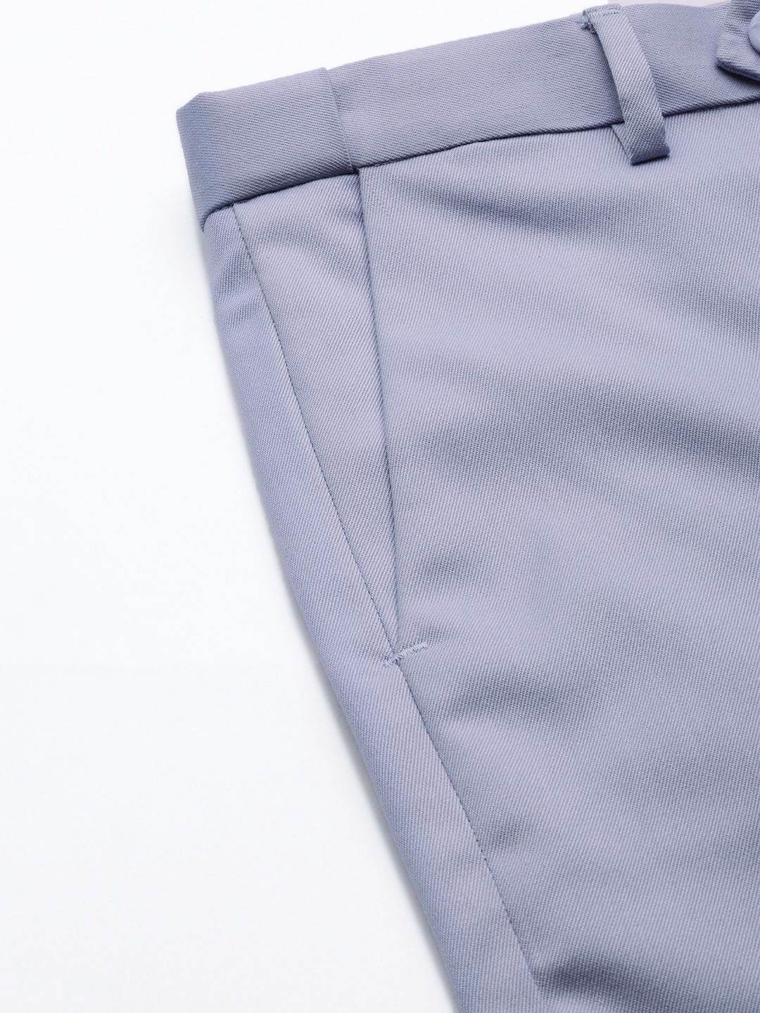 DENNISON Men Blue Solid Smart Auto Fit Waist Formal Trousers