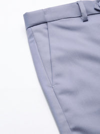 DENNISON Men Blue Solid Smart Auto Fit Waist Formal Trousers