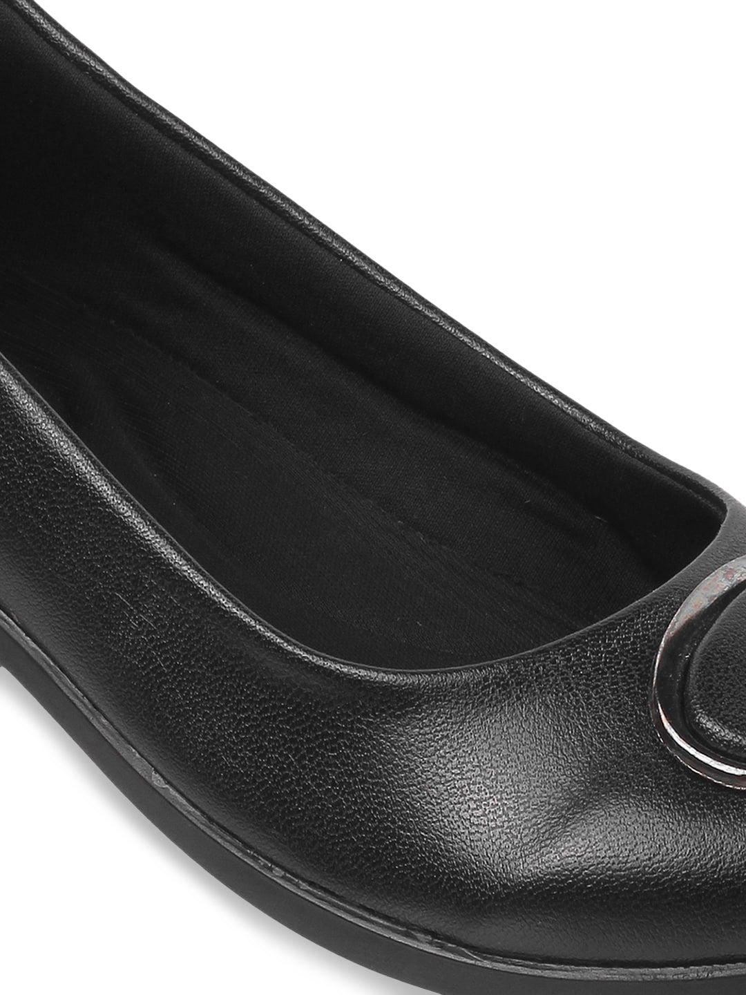 Metro Round Toe Embellished Block Pumps