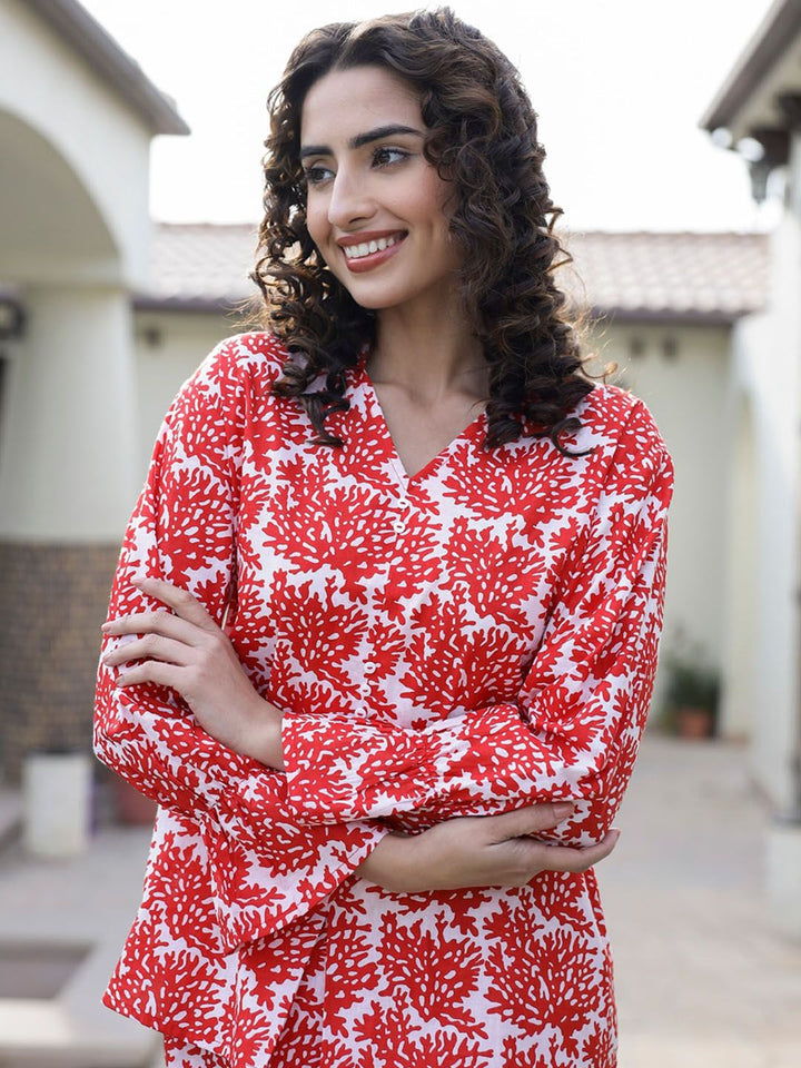 SANSKRUTIHOMES Printed Pure Cotton Night suit