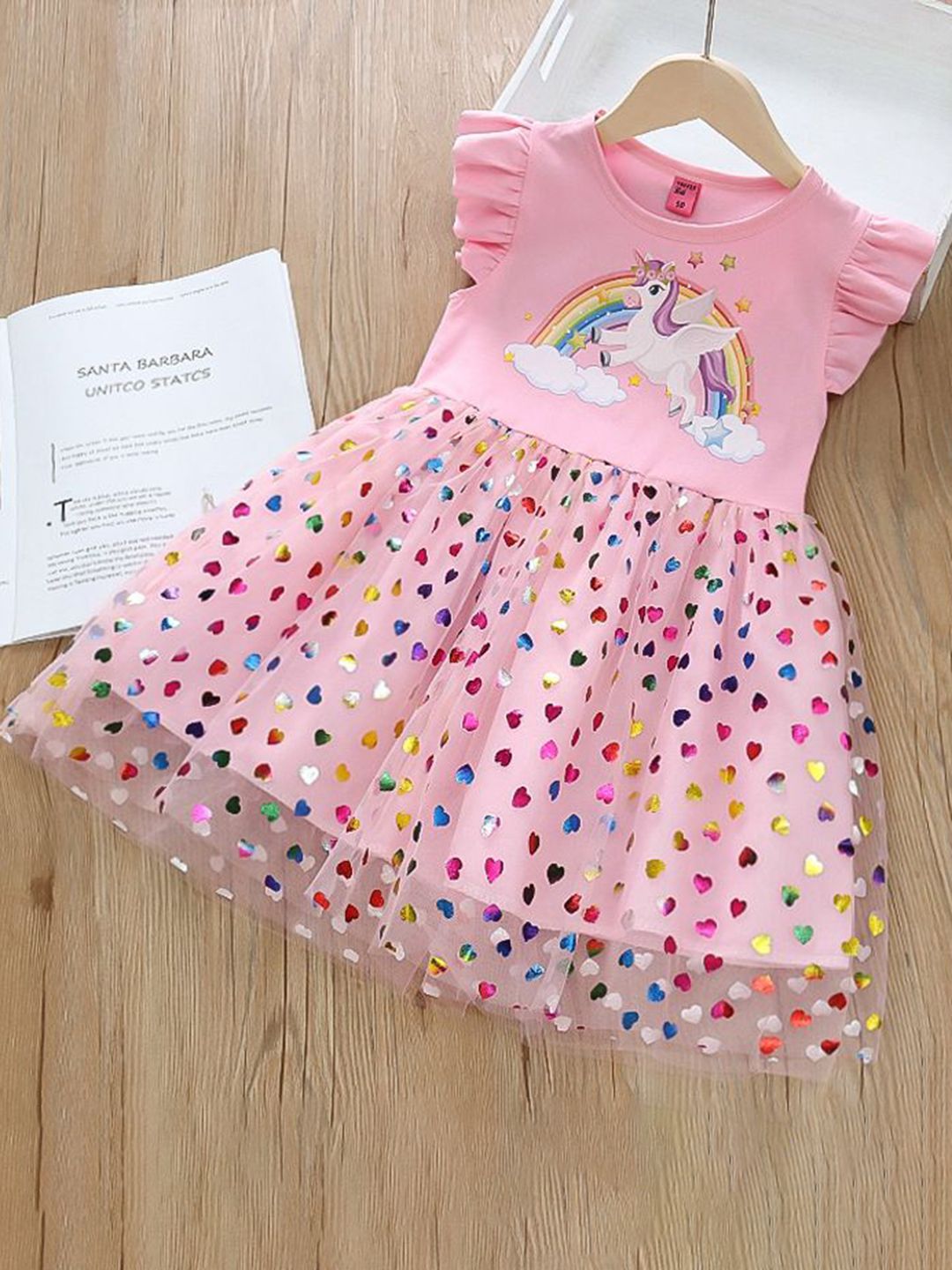 YK Girls Conversational Printed Fit & Flare Dress