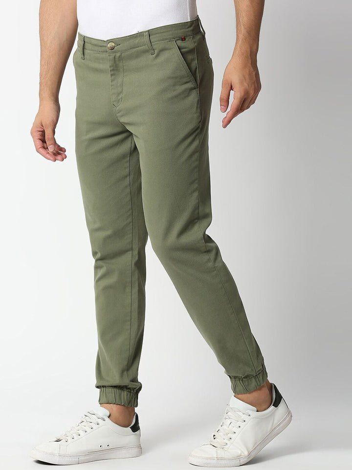 Thomas Scott Men Olive Green Joggers Trousers