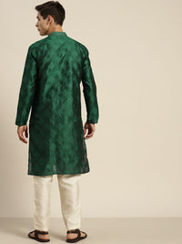 SOJANYA Motif Etnik Kantha Work Silk Cotton Kurta