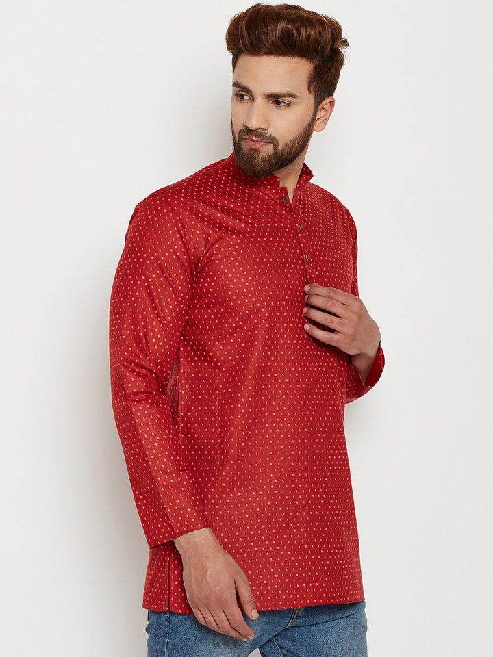 SOJANYA Men Maroon Printed Straight Kurta