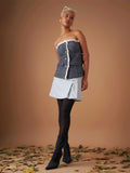SASSAFRAS Jacquard Geometric Tweed Tube Top
