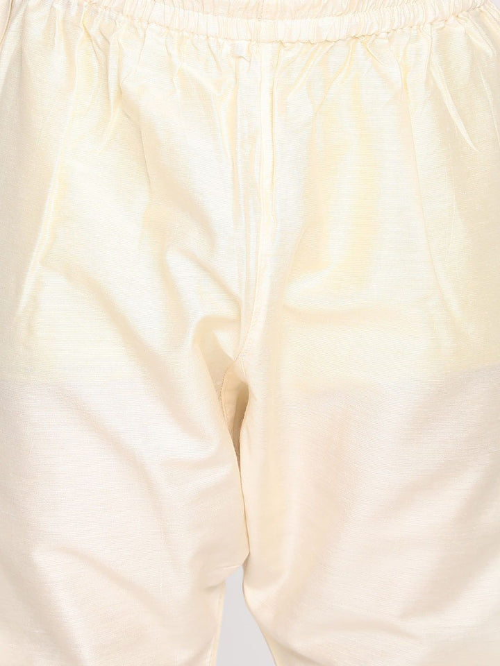 Vastramay Boys Beige & Cream-coloured Slim-Fit Sherwani Set