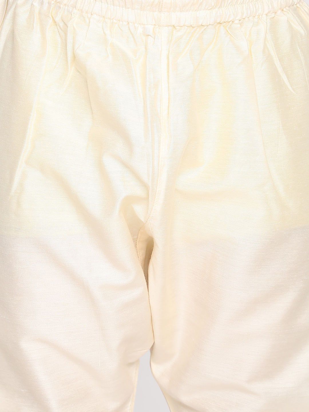Vastramay Boys Beige & Cream-coloured Slim-Fit Sherwani Set