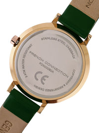 Sambungan Perancis Wanita Bulat Kulit Analog Watch FCN00080A