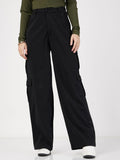 SASSAFRAS Women Plain Flat-Front High-Rise Cargos