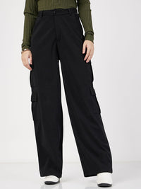 SASSAFRAS Women Plain Flat-Front High-Rise Cargos