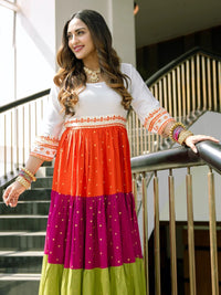 Rustorange Multicolor Colourblocked Tiered Maxi Dress