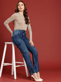 all about you Women Straight Fit Heavy Fade Stretchable Cargo Jeans