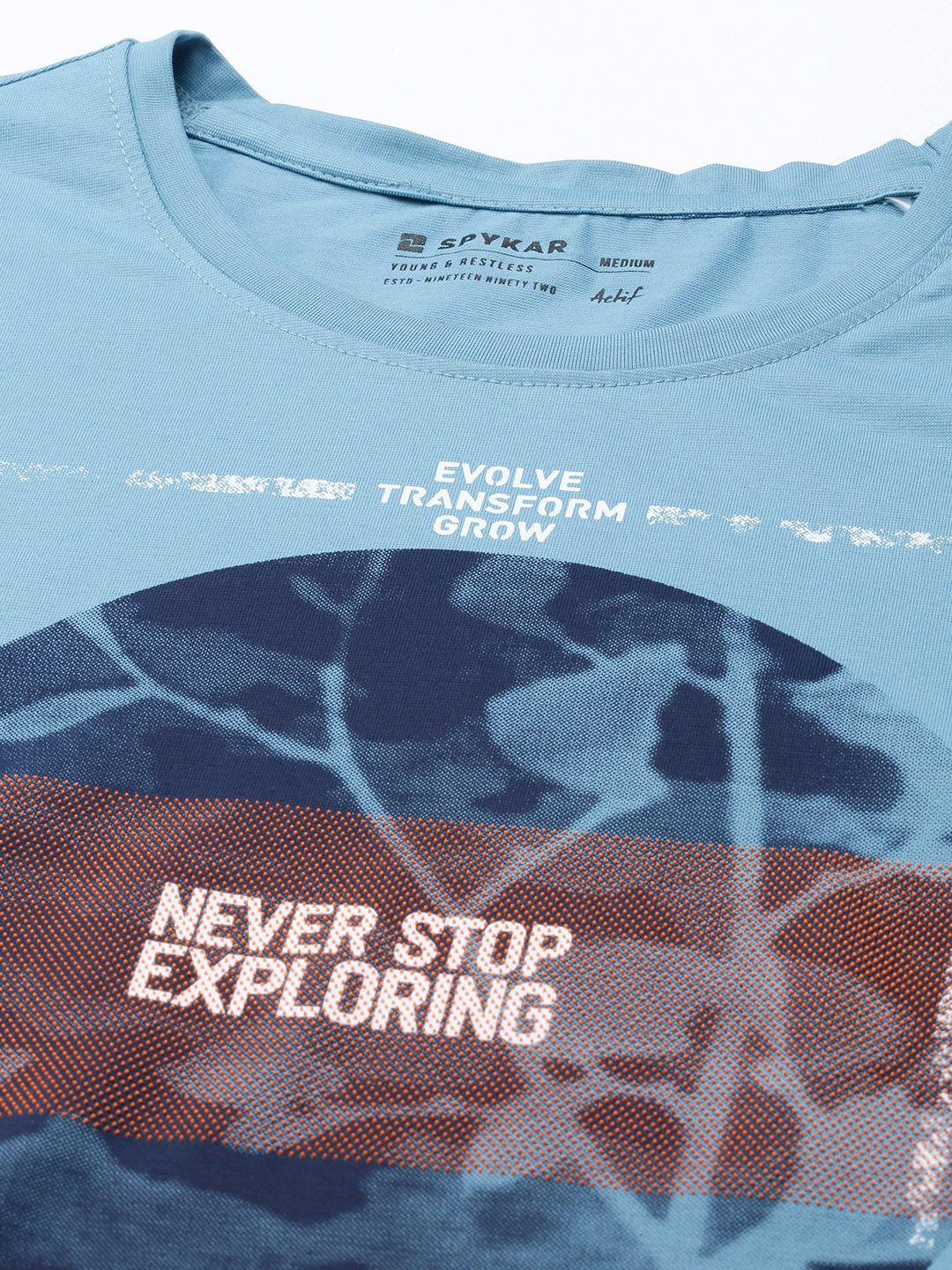 SPYKAR Printed Pure Cotton Slim Fit T-shirt