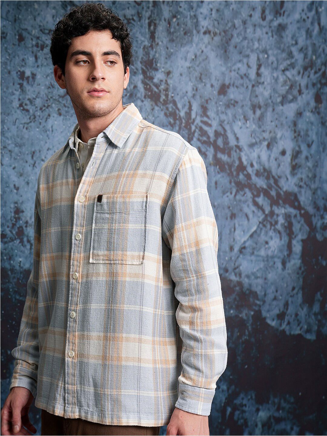 LOCOMOTIVE Dobby Textured Checked Overshirt