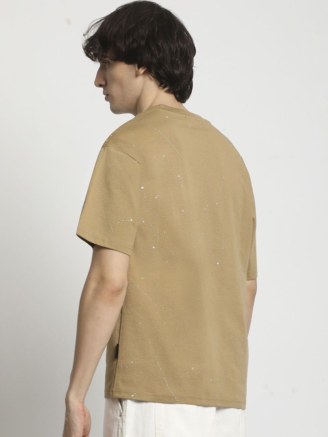 The Bear House Men Self Design Round Neck Tshirt