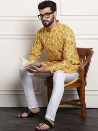 SOJANYA Ethnic Motifs Printed Band Collar Long Sleeves Straight Kurta