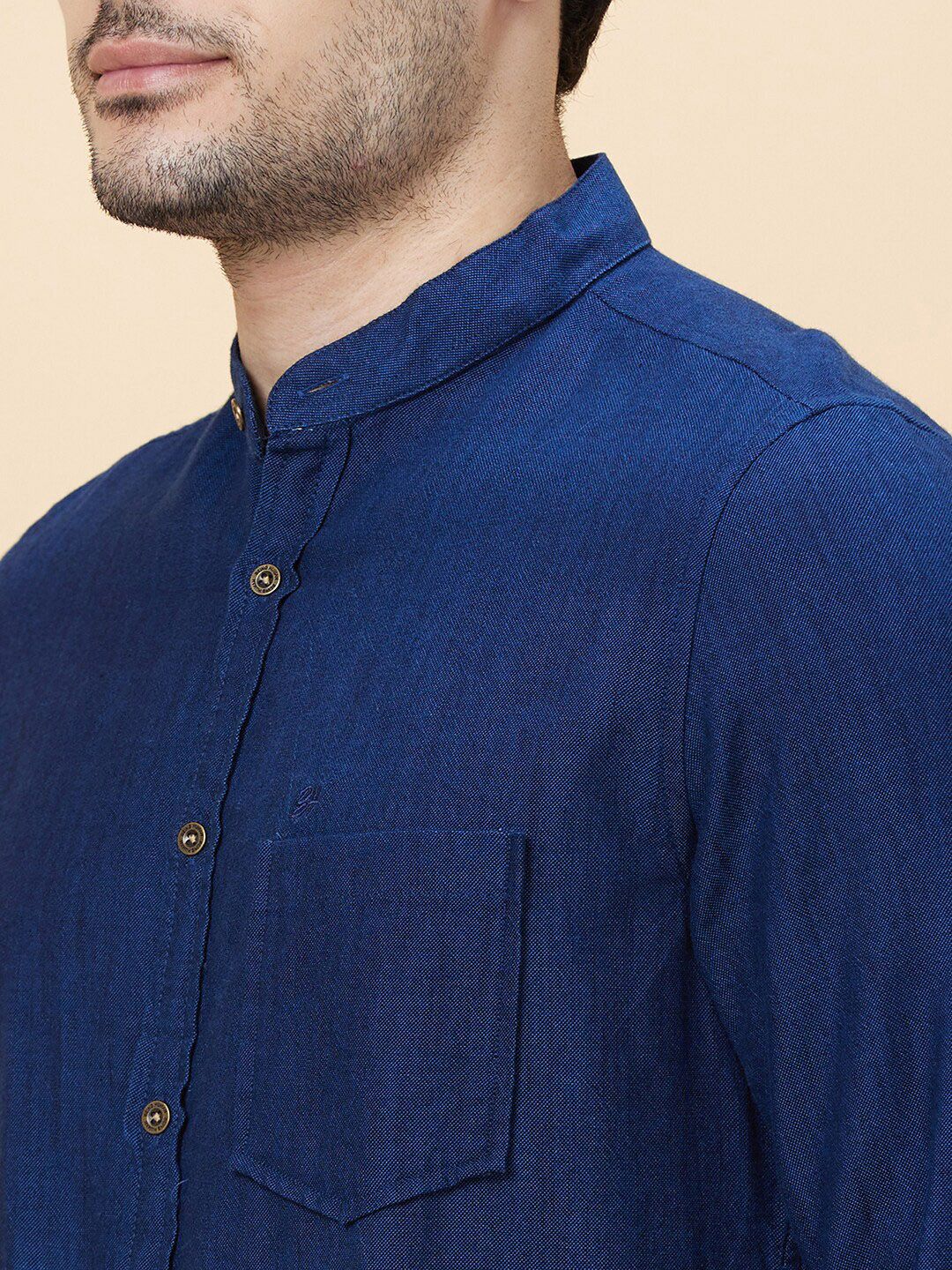 Being Human Slim Fit Mandarin Collar Opaque Casual Shirt