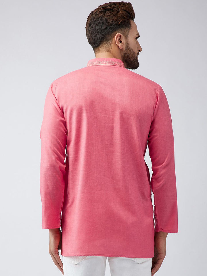 SOJANYA Men Pink Solid Kurta Lurus