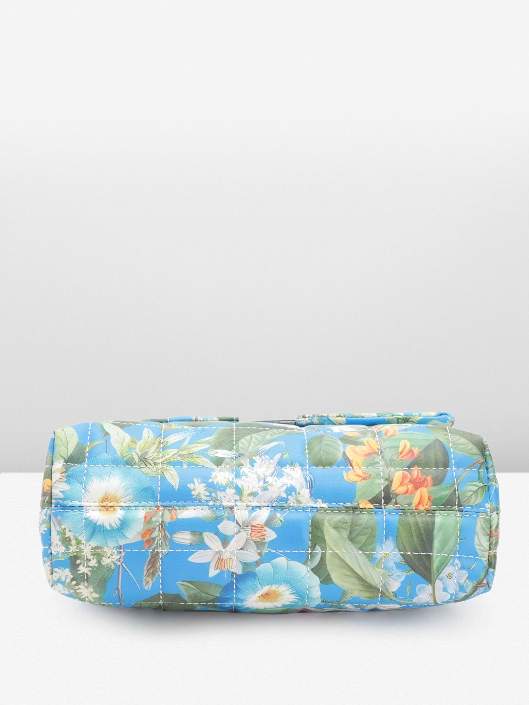 Lino Perros Floral Printed Structured Shoulder Bag With Quilted Detail