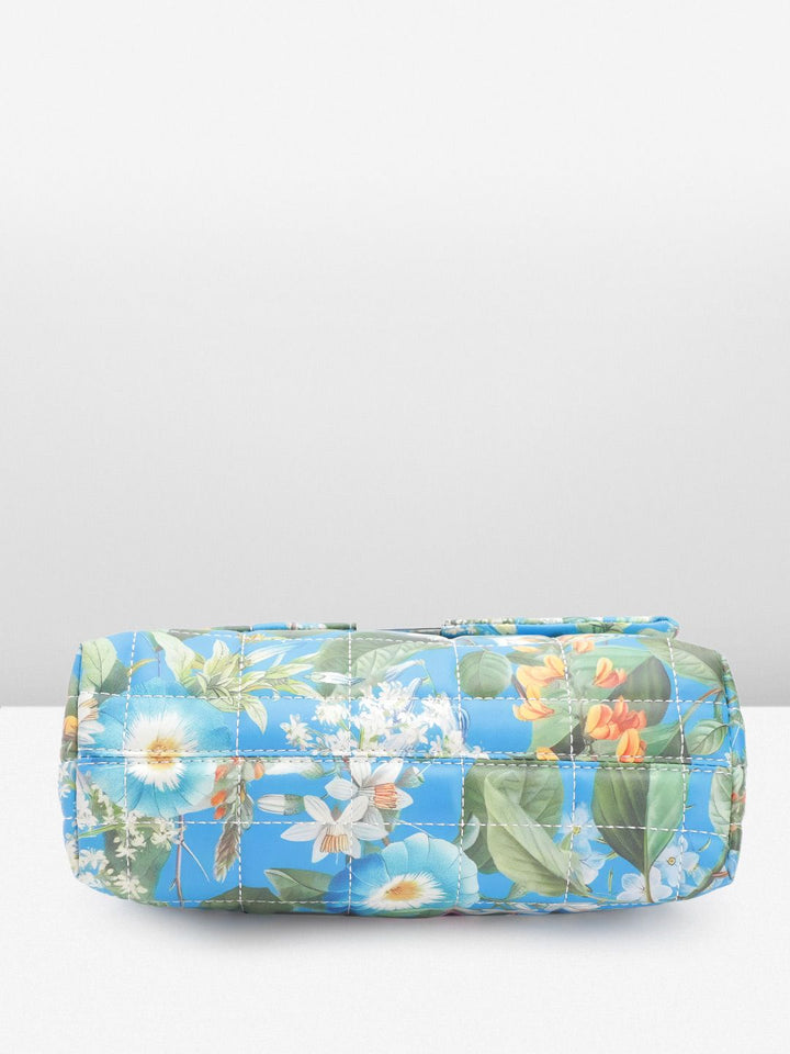 Lino Perros Floral Printed Structured Shoulder Bag With Quilted Detail