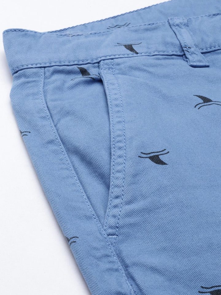 The Indian Garage Co Men Blue Conversational Printed Slim Fit Regular Shorts