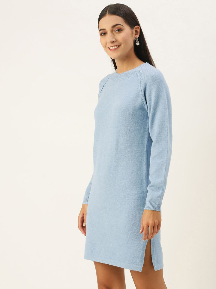 AND Women Blue Self-Design Jumper Dress