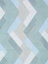 KLOTTHE Biru & Kelabu Geometrik 130 GSM Cadar Kapas Tulen dengan 2 Sarung Bantal