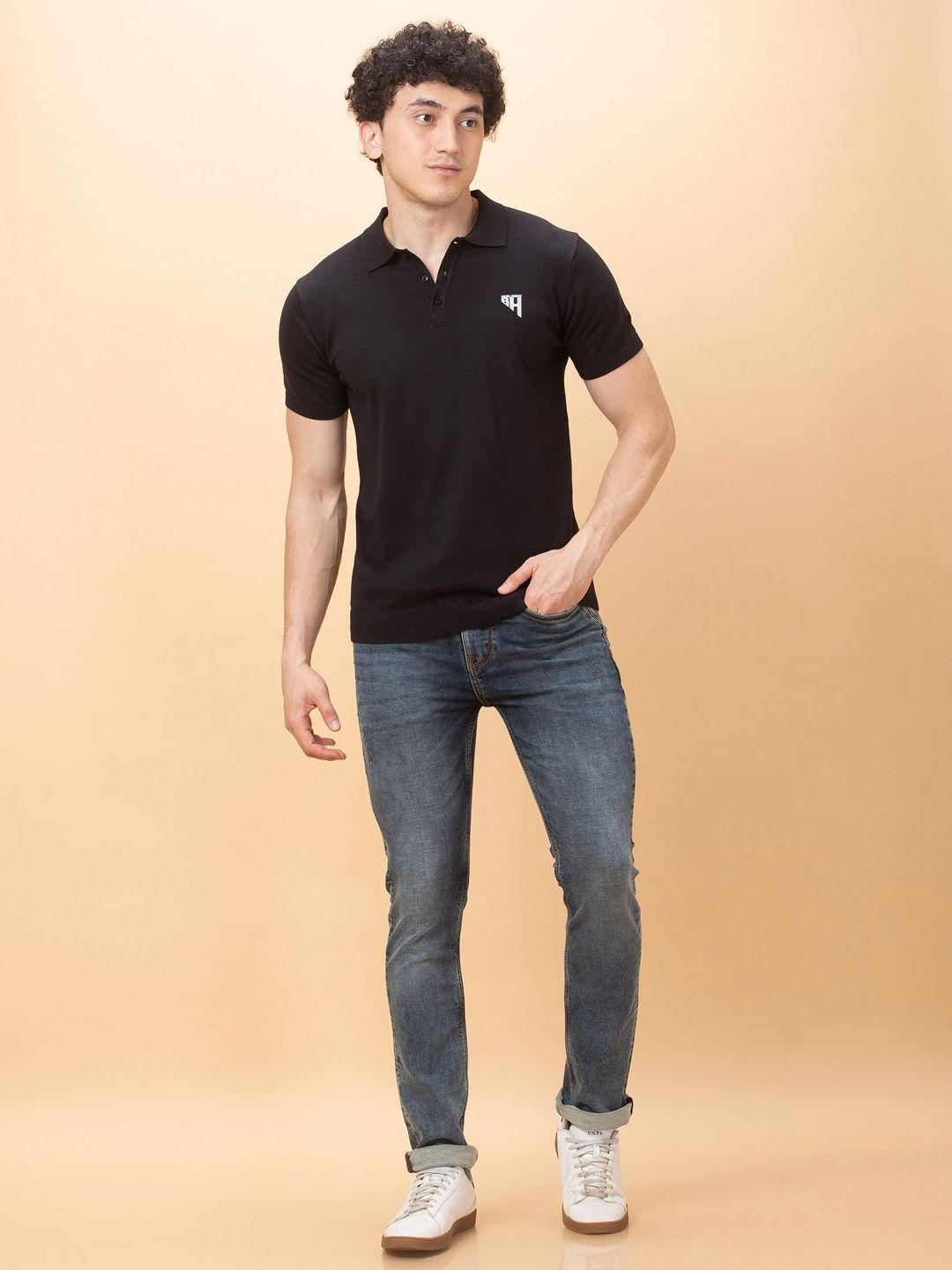 Being Human Men Polo Collar Applique T-shirt