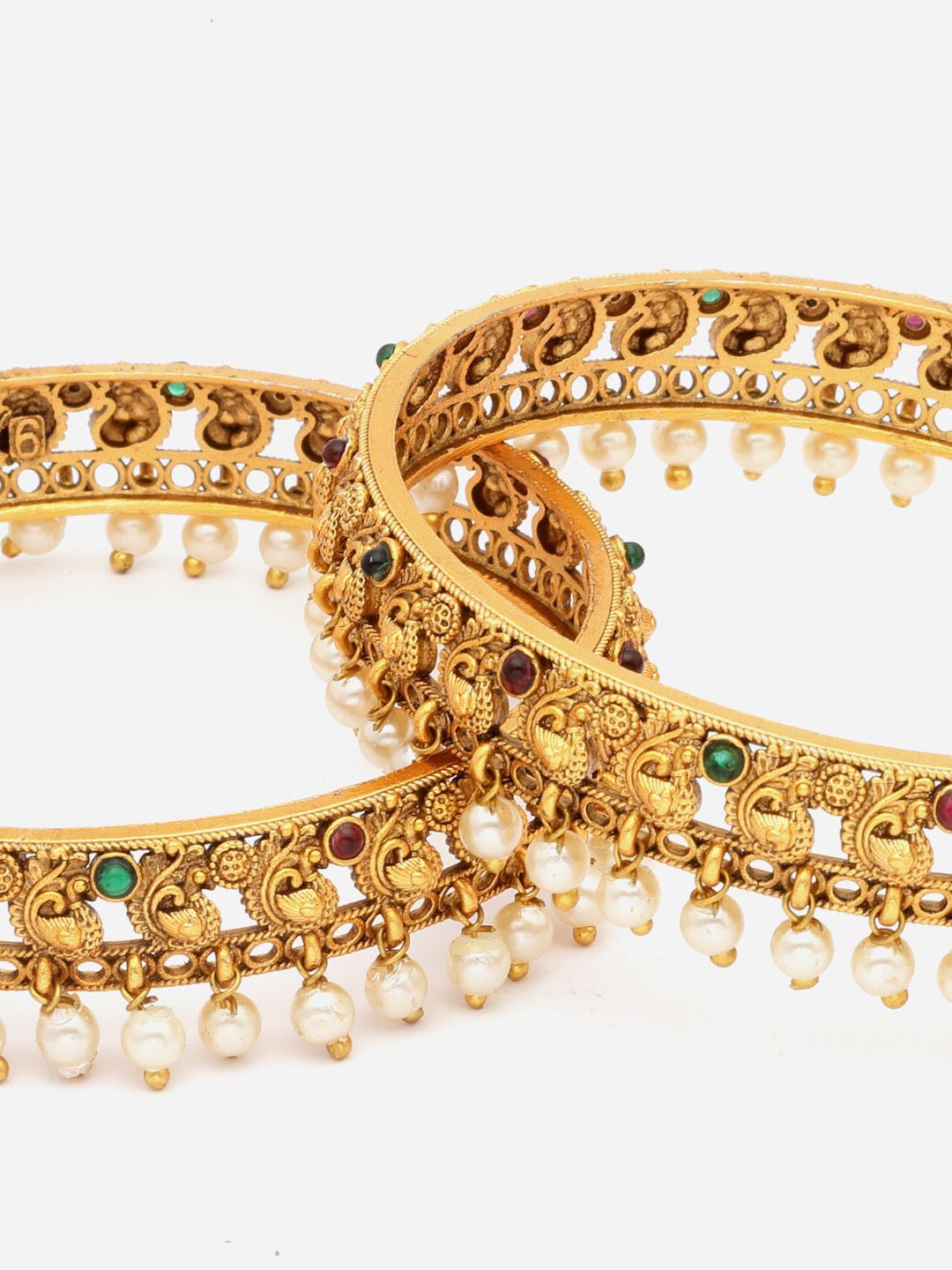 PANASH- Set Of 2 24 CT Gold-Plated Antique Bangles