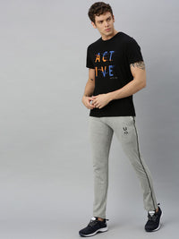 HRX by Hrithik Roshan Men Black Printed Bio-Wash Training Tshirt